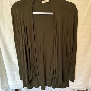 BLVD Olive Green Women's Open Cardigan